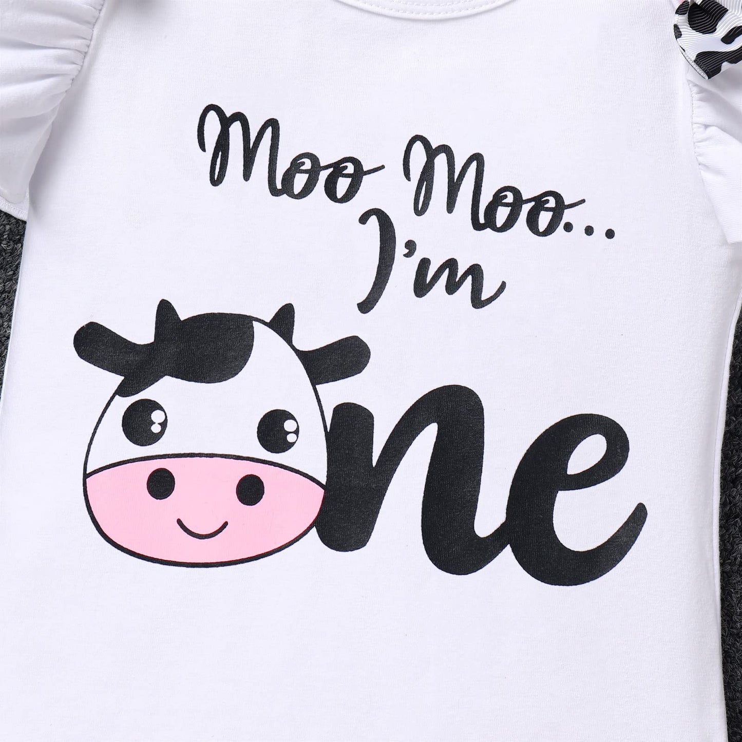 Baby Girls Cow 1St Birthday Outfit Farm Animals Fancy Dress Up Costume Flutter Sleeves Romper Tutu Skirt Headband Bowknot Tutu D