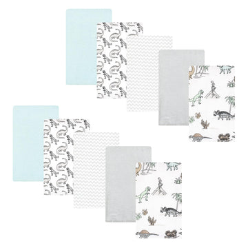 Hudson Baby Unisex Baby Cotton Flannel Burp Cloths 10-Pack, Neutral Dino World, One Size