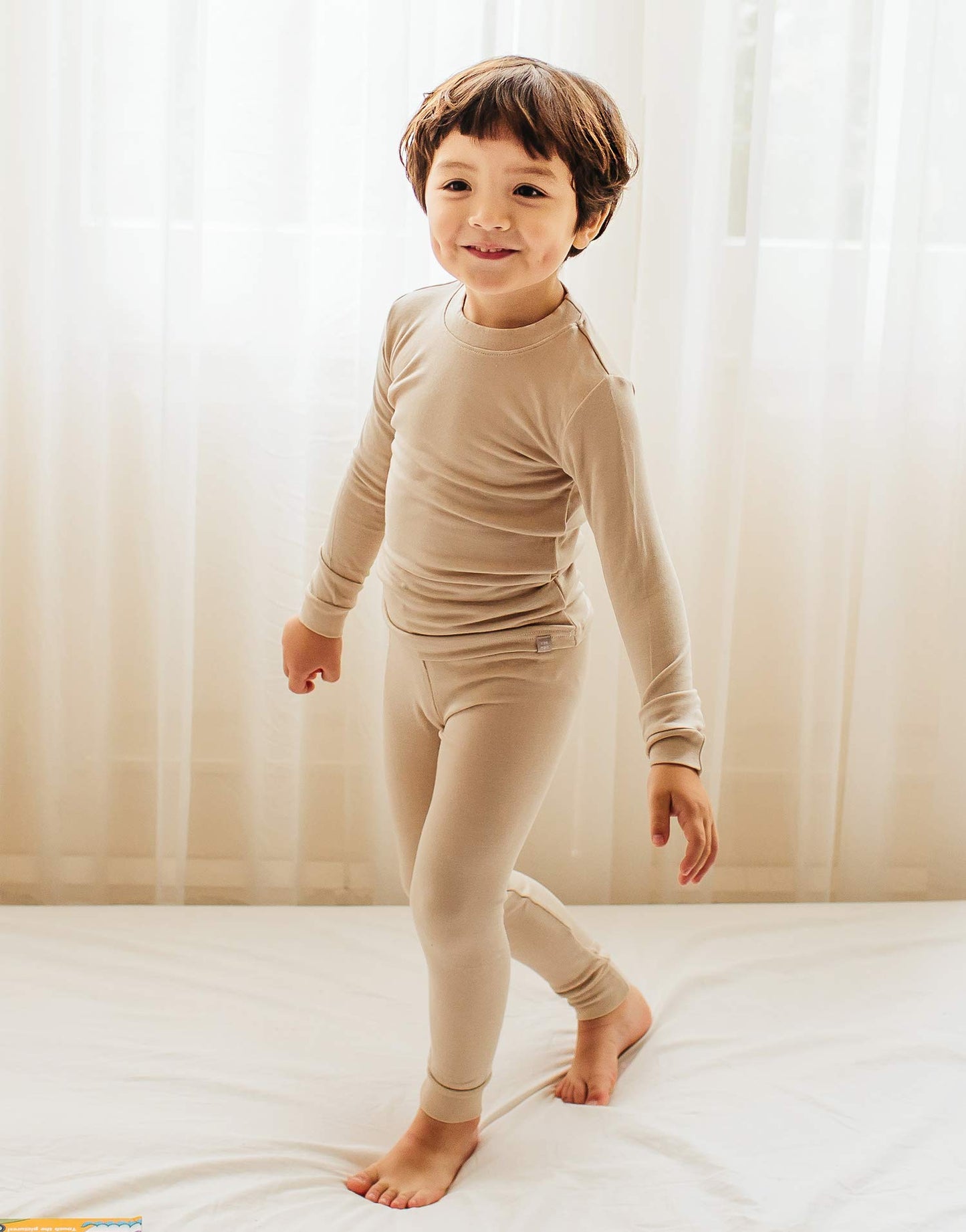 Vaenait Kids Long Sleeve Sleepwear Pajamas 2Pcs Set Modal Jurassic+Beige Xs