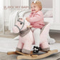 Rock My Baby Rocking Horse with Chair, Pink Unicorn Pony Rocker with Realistic Unicorn Music. Rocking Animal. Wooden Rocking Hor