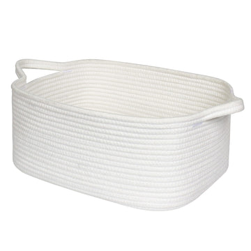 MEGASKET White Cute Cotton Rope Baskets for Organizing, Woven Baskets for Gifts Empty, Baby Nursery Closet Storage Organizer Bin