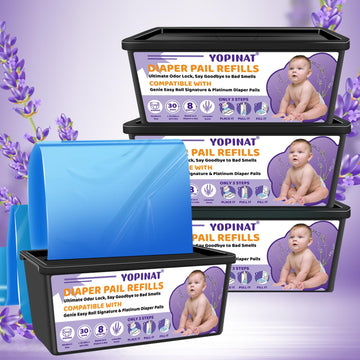 Diaper Easy Roll Bags Refill 4 Pack Compatible with Genie Easy Roll Signature & Platinum Pails 120 Refills Holds Up to 5600 Newb
