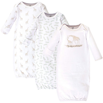 Touched By Nature Baby Organic Cotton Gowns, Little Giraffe, Preemienewborn