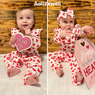 Aalizzwell Newborn Baby Girls Valentines Day Clothes Set Heart Outfit New Born Clothing