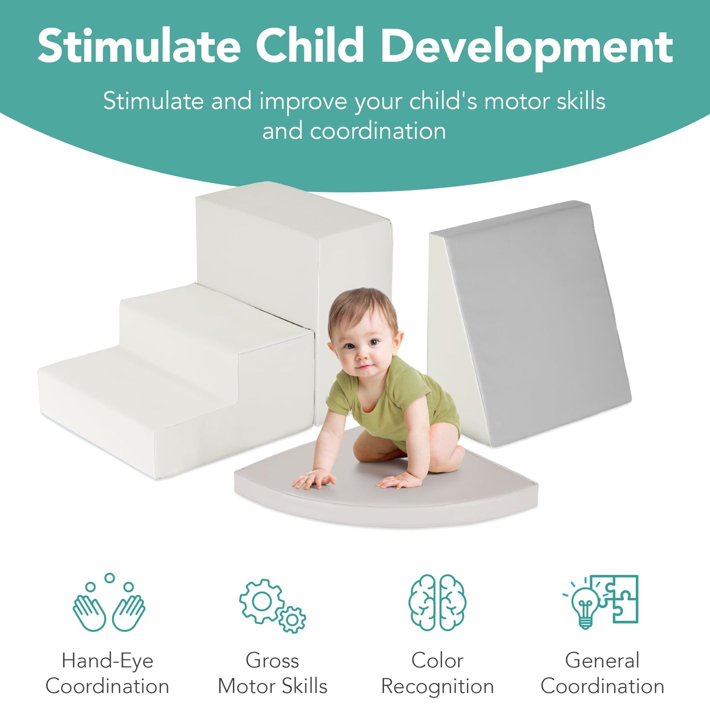 Best Choice Products 4-Piece Kids Climb & Crawl Soft Foam Block Activity Play Structures For Child Development, Color Coordinati
