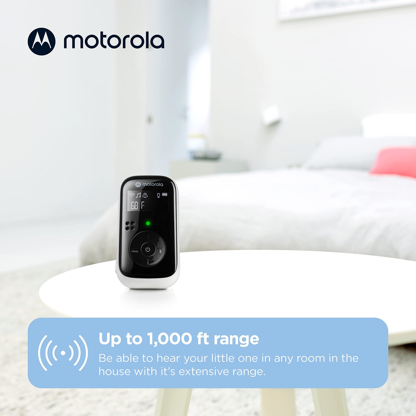 Motorola Nursery Pip11 Audio Baby Monitor, Nightlight, 1000Ft Range, 2-Way Talk, Lullabies, Portable Parent Unit (Aaa Rechargeab