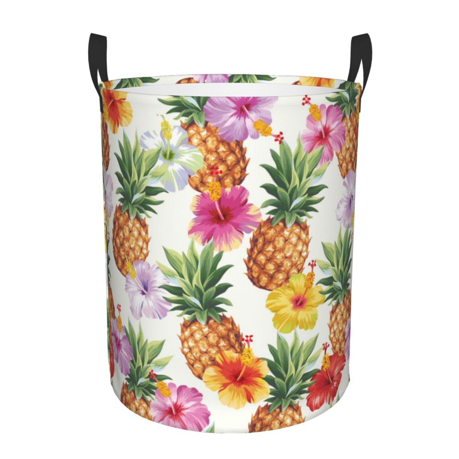 Pevtufa Hawaiian Pineapples Foldable Laundry Basket Organizer,Fabric Clothes Toy Storage Basket Nursery Hamper Storage Bin For H