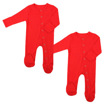 Kisbini Baby Footed Pajamas With Mitten Cuffs Unisex Cotton Snap-Up Romper Jumpsuit Sleep And Play 0-12 Months Footies