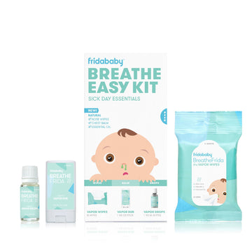 Frida Baby Breathe Easy Kit Sick Day Baby Essentials - Vapor Wipes, Vapor Rub + Organic Vapor Drops To Help Baby Breathe Easy, N