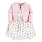 Hudson Baby Baby Girls' Cotton Dress And Cardigan Set, Be Mine Valentine, 3 Toddler