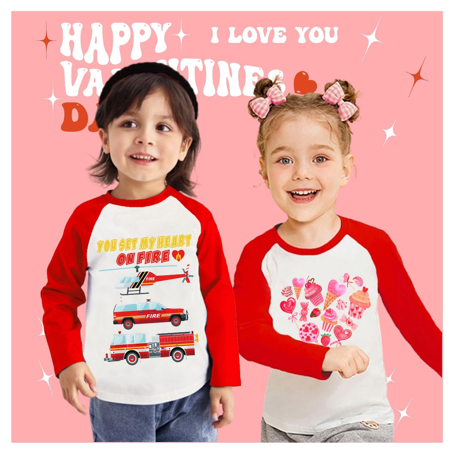 Tkria Baby Girl Shirt Heart Love Cake Valentine Day Top Shirt Kids Girl Long Sleeve Outfits Love Candy Toddler Outfit 3T