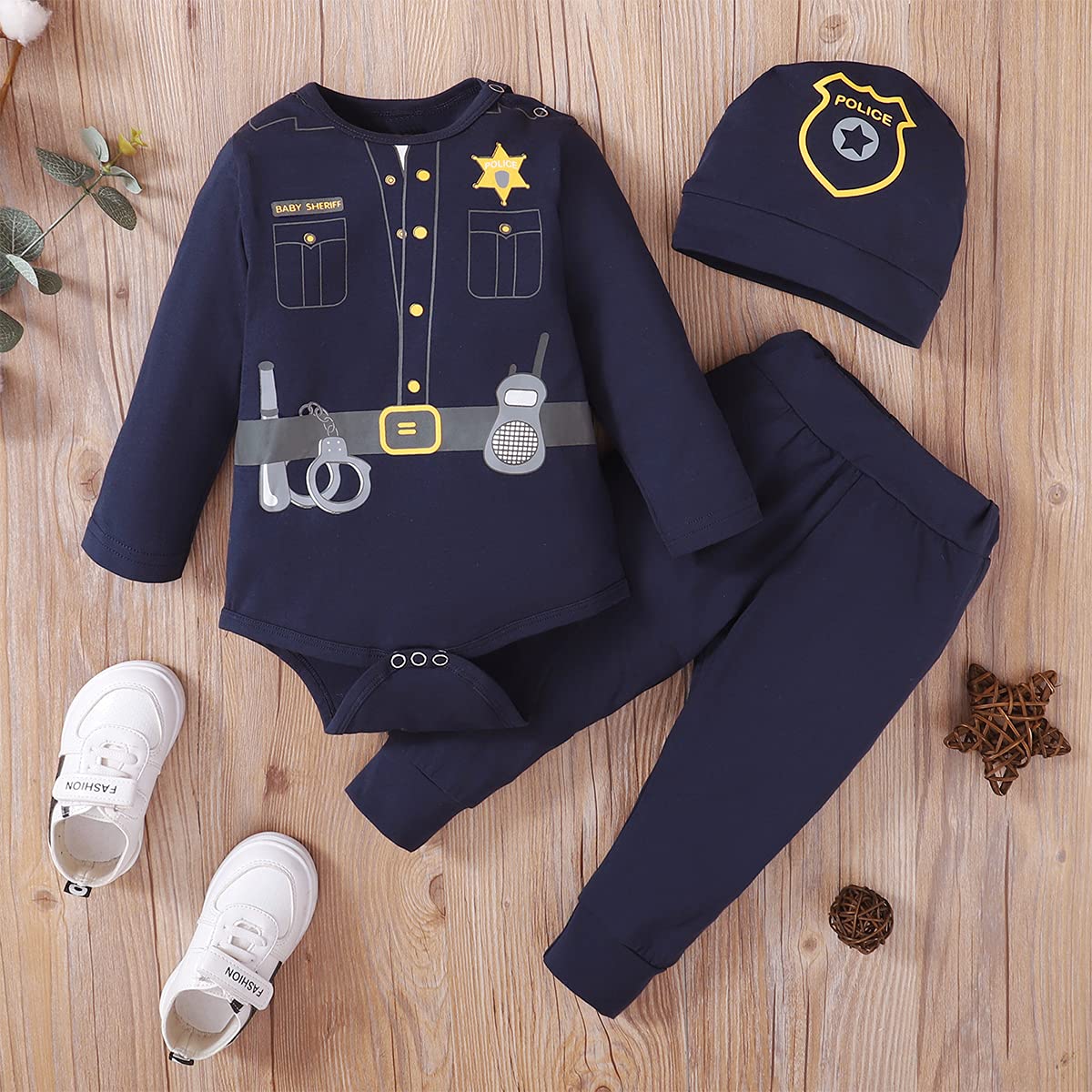 Singcoco Baby Boy Costume Outfit Police Newborn Officer Costume Outfit Policeman Clothes (Police, 18-24 Months)