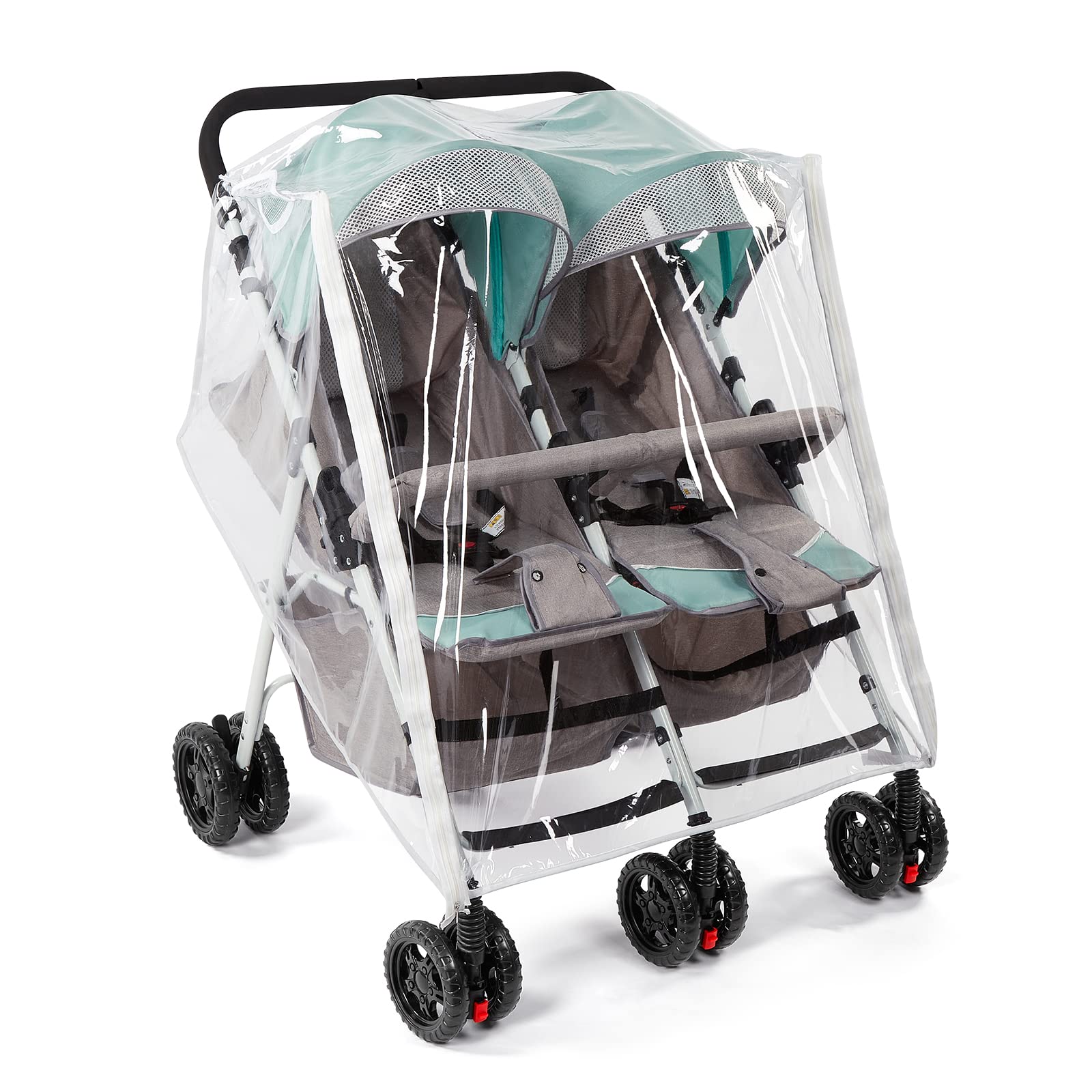 Double Stroller Rain Cover, Waterproof Weather Shield For Side By Side Baby Double Stroller, Twins Stroller Cover For Rain/Wind/