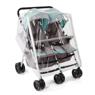Double Stroller Rain Cover, Waterproof Weather Shield For Side By Side Baby Double Stroller, Twins Stroller Cover For Rain/Wind/