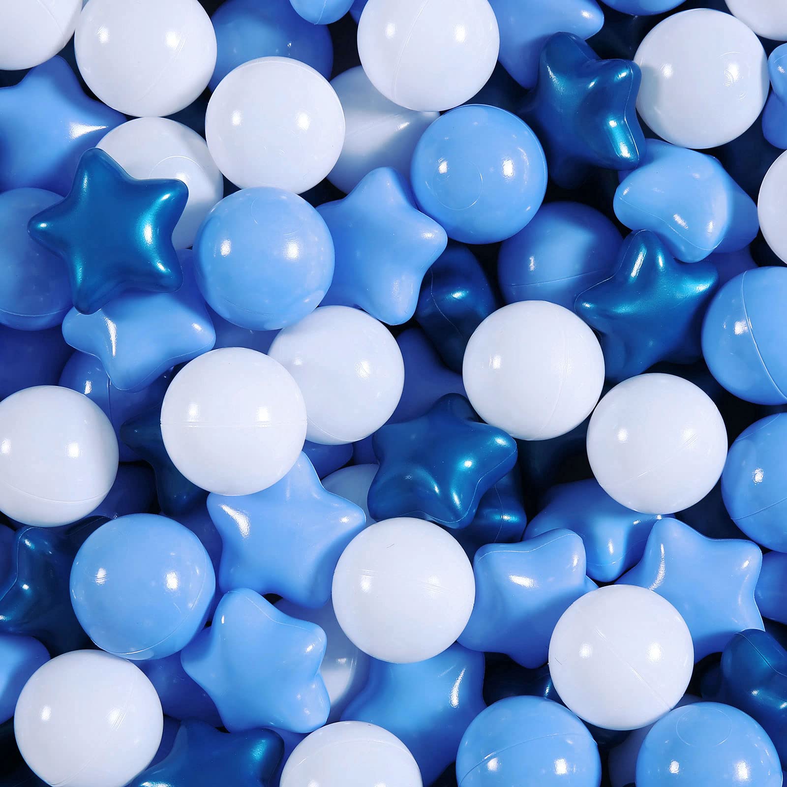Realhaha Ball Pit Balls 50 PCS, Star Shapes for Babies Kids Playpen Plastic Balls for Babies Ball Pool Puppy Playballs, Pearl Bl