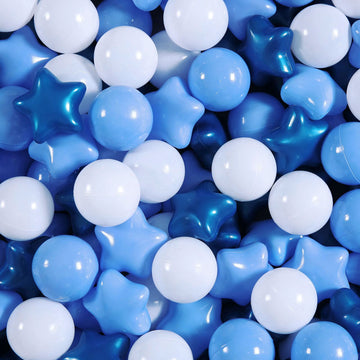 Realhaha Ball Pit Balls 50 PCS, Star Shapes for Babies Kids Playpen Plastic Balls for Babies Ball Pool Puppy Playballs, Pearl Bl