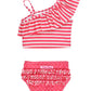 Rufflebutts - Hot Pink Heart One Shoulder Ruffle Tankini - 2T