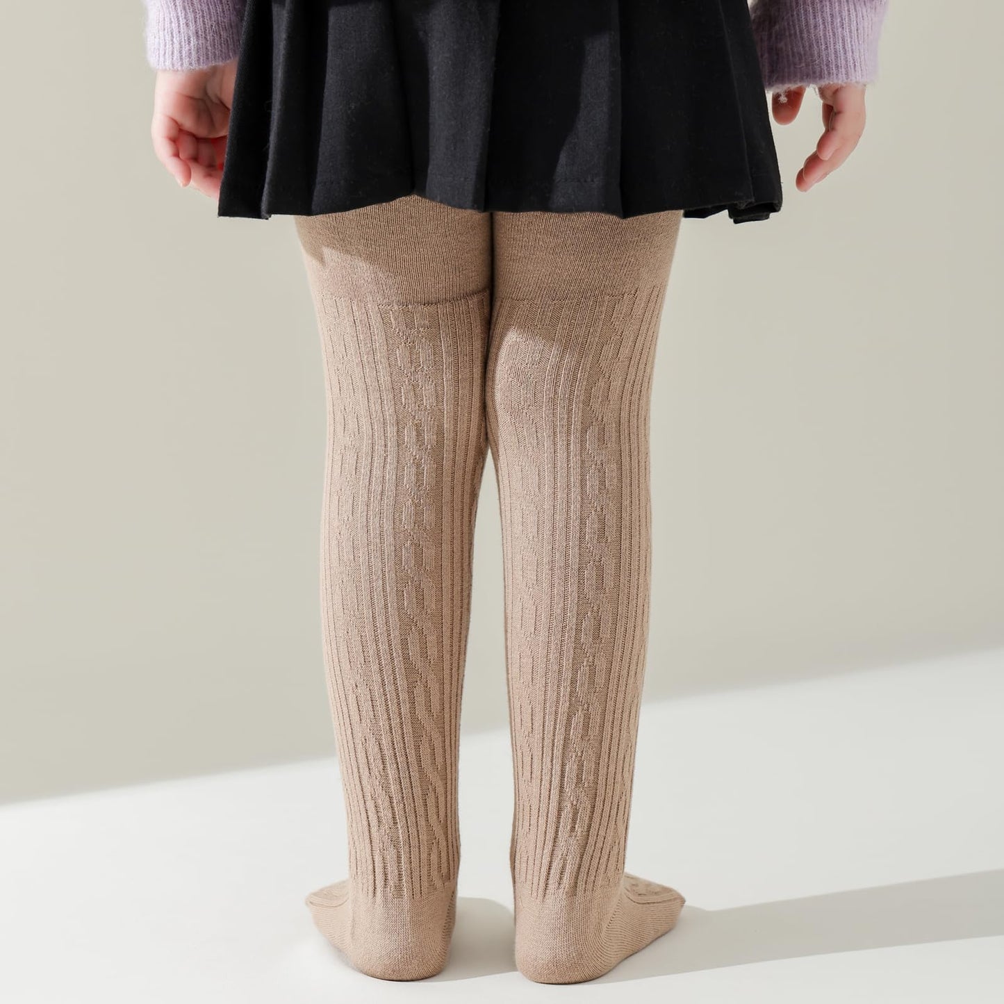 Mini Angel Baby Tights Newborn Infant Girl Cable Knit Leggings Soft Cotton Stockings Pantyhose 3Pack (Black,Coffee,Oatmeal, 0-3