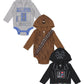 Star Wars Darth Vader R2-D2 Chewbacca Newborn Baby Boys 3 Pack Bodysuits White/Brown/Black 3-6 Months
