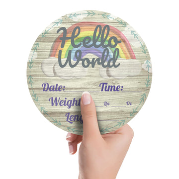 Hello World Newborn Baby Announcement Sign Shower Gift Baby Birth Stats Hospital Photo Props Gender Reveal Girl Boy Neutral Nurs