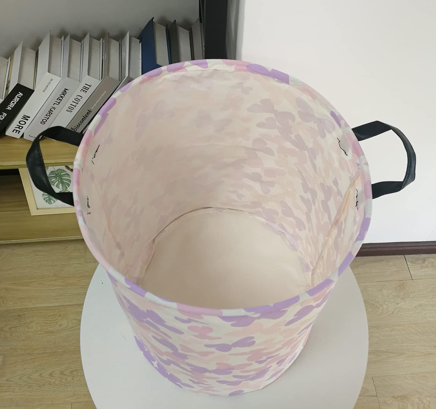 ACMUUNI Butterfly Storage Basket Canvas Clothes Baby Laundry Hamper Pink Gift Laundry Bins Storage Hamper for Kids Boys and Girl