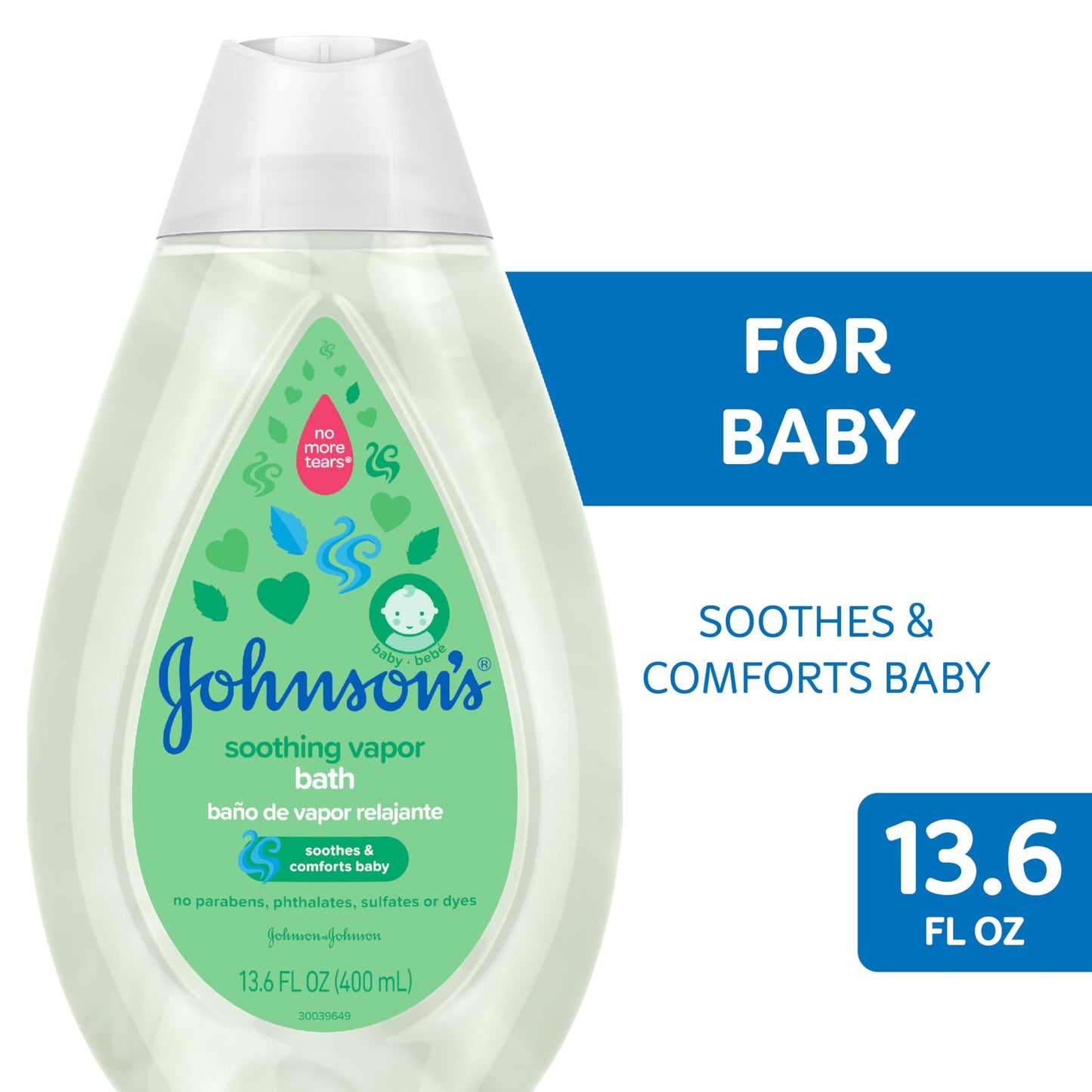 Johnson'S Baby Vapor Bath With Soothing Aromas To Relax Babies, Tear-Free & Hypoallergenic Liquid Baby Bath Formula, No Parabens