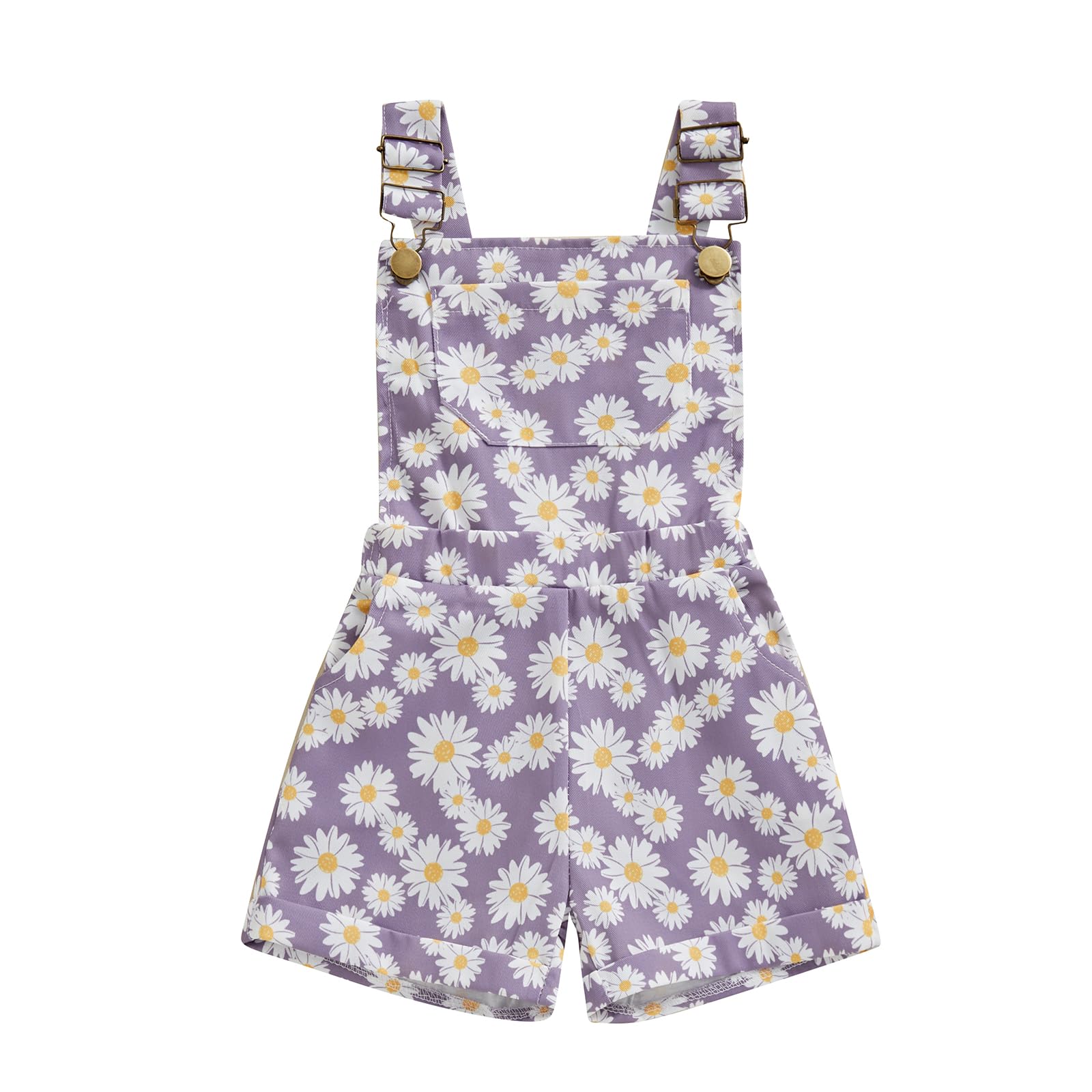 Ayalinggo Toddler Baby Girl Sunflower Print Overalls Shorts With Pocket Suspender Trousers Cute Summer Clothing Outfit (Daisy-Pu