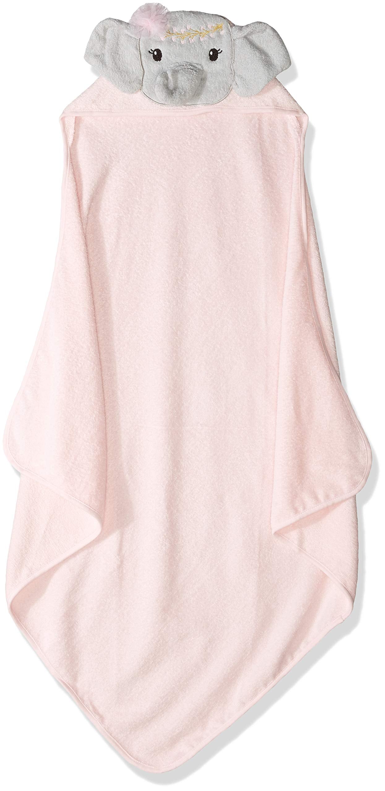 Little Treasure Unisex Baby Cotton Animal Face Hooded Towel, Blossom Elephant, One Size