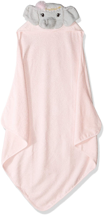 Little Treasure Unisex Baby Cotton Animal Face Hooded Towel, Blossom Elephant, One Size