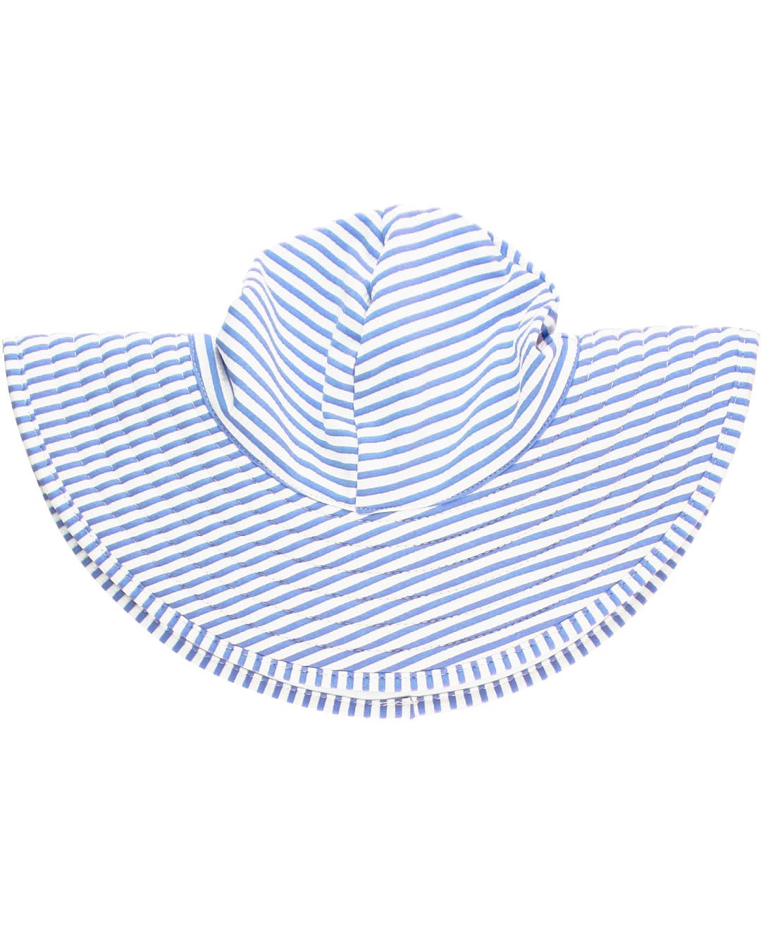 Rufflebutts Baby/Toddler Girls Periwinkle Blue Striped Seersucker Swim Hat - 0-12M