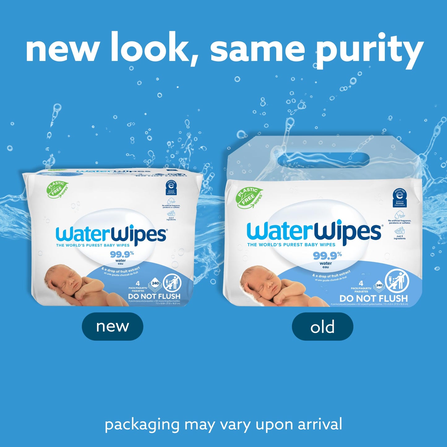 Waterwipes Plastic-Free Original Baby Wipes, 99.9% Water Based Wipes, Unscented & Hypoallergenic For Sensitive Skin, 240 Count (