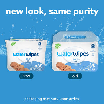 Waterwipes Plastic-Free Original Baby Wipes, 99.9% Water Based Wipes, Unscented & Hypoallergenic For Sensitive Skin, 240 Count (