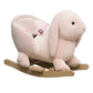 Qaba Rabbit Wooden Rocking Horse with Simulated Sound, Wooden Base, Seat Belt, Plush Stuffed Rocking Chair for Baby, Toddler, 18