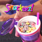 Snackeez Travel Snack & Drink Cup With Straw, Blue,16 Oz