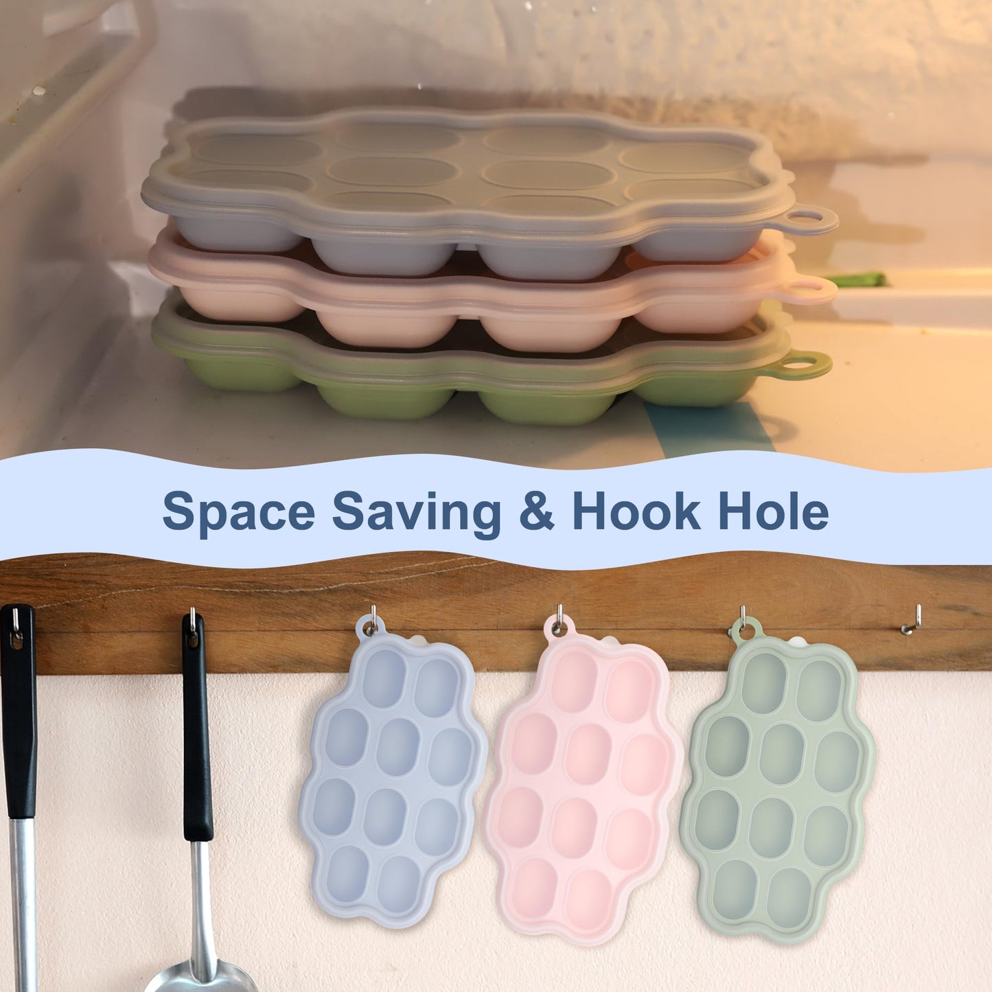 Baby Breastmilk Popsicle Molds (3 Pack), Kingkam Silicone Nibble Freezer Tray, Baby Fruit Food Feeder Teether Tray, Breast Milk