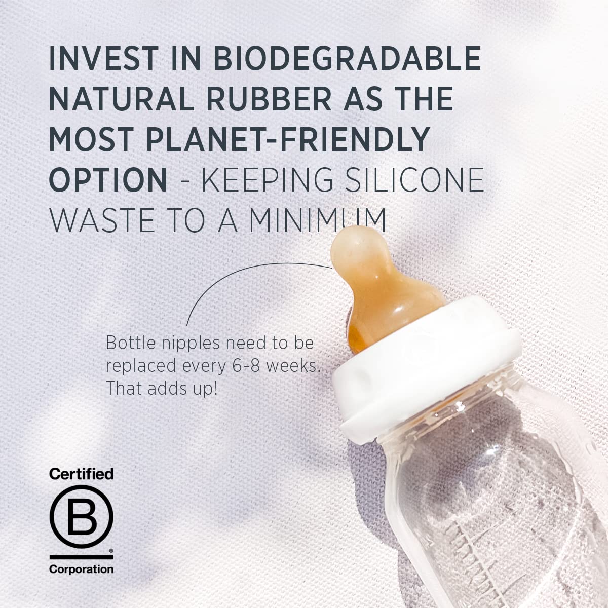 Hevea Standard Neck Baby Glass Bottle Nipples Medium Flow: Glass Baby Bottle Nipples - Two-Pack - 100% Natural Rubber 3-24 Month