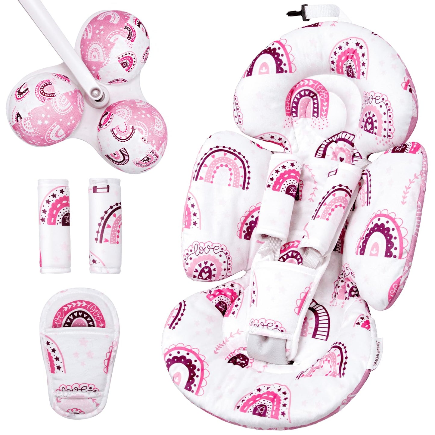 Sweetwavet Infant Insert Compatible with 4moms Mamaroo Swing and Infant Carseat, Including 3 Replacement Toys, Reversible Newbor