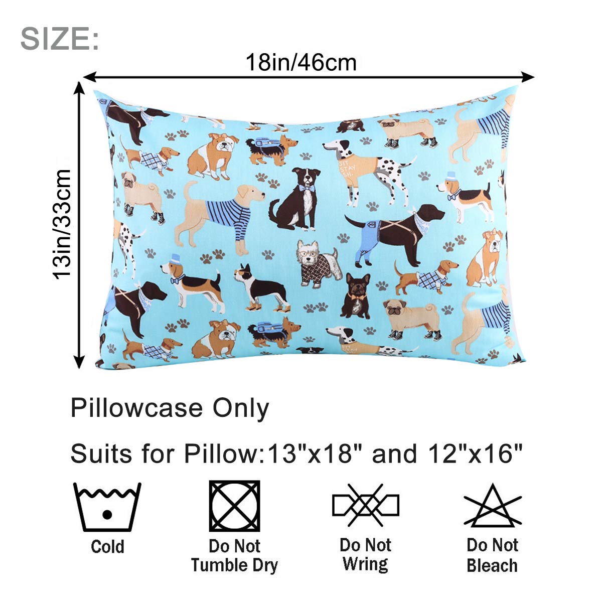 Cloele Kids Toddler Pillowcase Envelope Travel Pillowcase Baby Pillow Cover Fits Pillows Sized 12X16 Or 13X18-1 Pack Soft Childr
