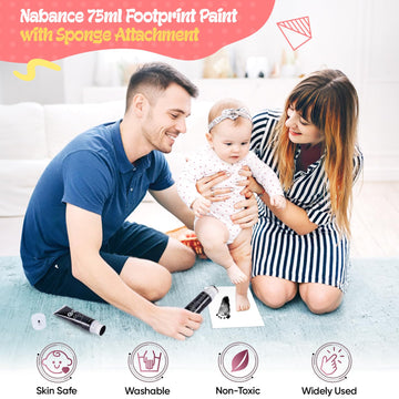 Nabance 2.54 Fl Oz Black Baby Hand And Footprint Friendly Ink Paint, Dog Cat Paw Print Safe Ink, Non-Toxic Acid-Free, Safe Gentl