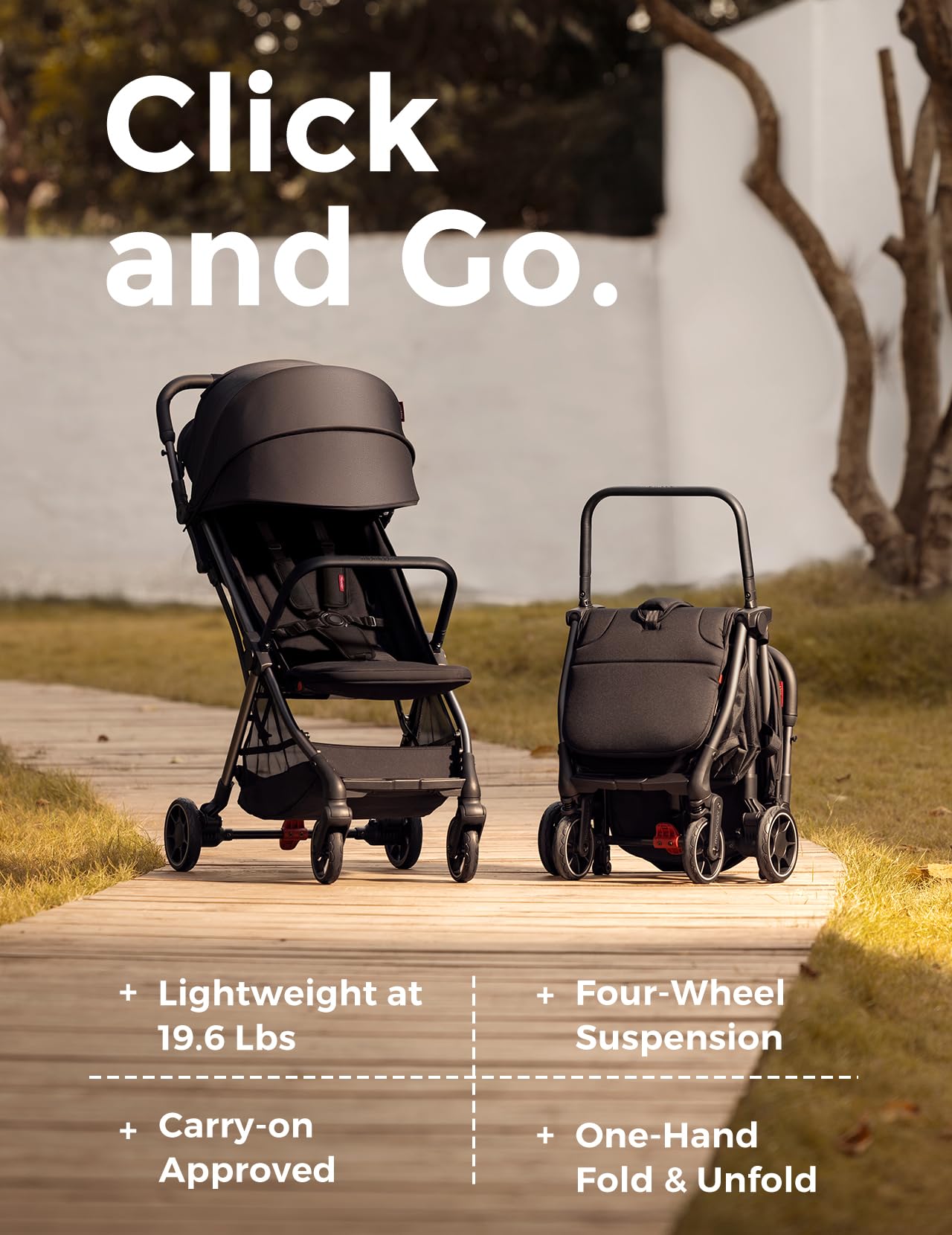 Momcozy Clickgo Lightweight Stroller, Compact Travel Stroller For Airplane With One-Click Fold, Baby Stroller And Toddler Stroll
