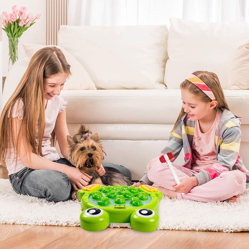 YEEBAY Whack A Frog Game with 2 Hammers, Toddler Early Developmental Learning Toy, Fun Birthday Gift for Kids Age 2+, Toys for 2