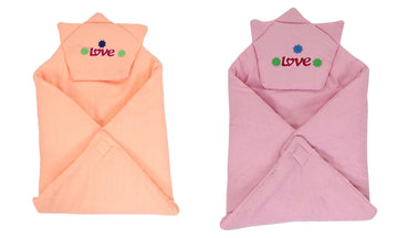 CTMKIDS Baby Wrap with Cap for Kids 74x74 cm  Peach & Pink
