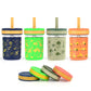 Sursip Toddler Glass Sippy Cups, Kids Baby 12 oz Spill-Proof Water Tumbler with Straw and Lids, Smoothie Snack Mason Jar For Tra