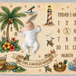 CLOTHINA Baby Monthly Milestone Photoshoot Blanket with Milestone Cards, Cotton, 115x95 cm, Animal Theme, 112 Months (Coconut T