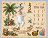 CLOTHINA Baby Monthly Milestone Photoshoot Blanket with Milestone Cards, Cotton, 115x95 cm, Animal Theme, 112 Months (Coconut T