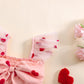 Toddler Baby Girl Valentines Day Outfit Heart Print Ruffle Sleeve Bowknot Tulle Dress Girls Birthday Party Dresses (Pink, 6-12 M