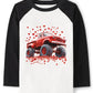 Valentine Shirts Toddler Boys Girls Raglan Long Sleeve Tees Kids Love Heart Truck Black Tops 7 Years