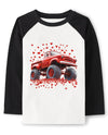 Valentine Shirts Toddler Boys Girls Raglan Long Sleeve Tees Kids Love Heart Truck Black Tops 7 Years