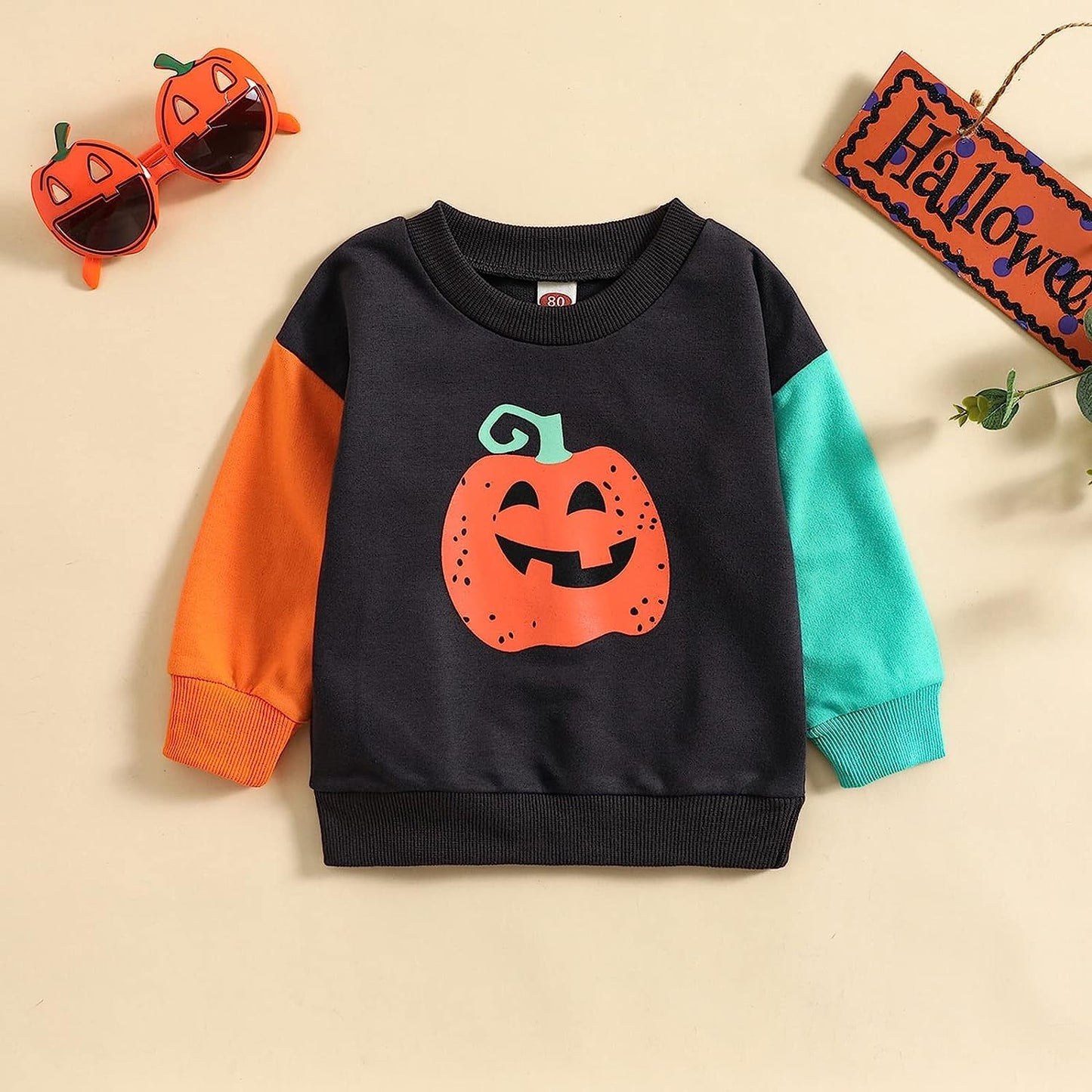Boebnozcv Baby Boy Girl Pumpkin Sweatshirt Toddler Halloween Outfit This The Season Print Crewneck Pullover Sweater Shirt (Big P