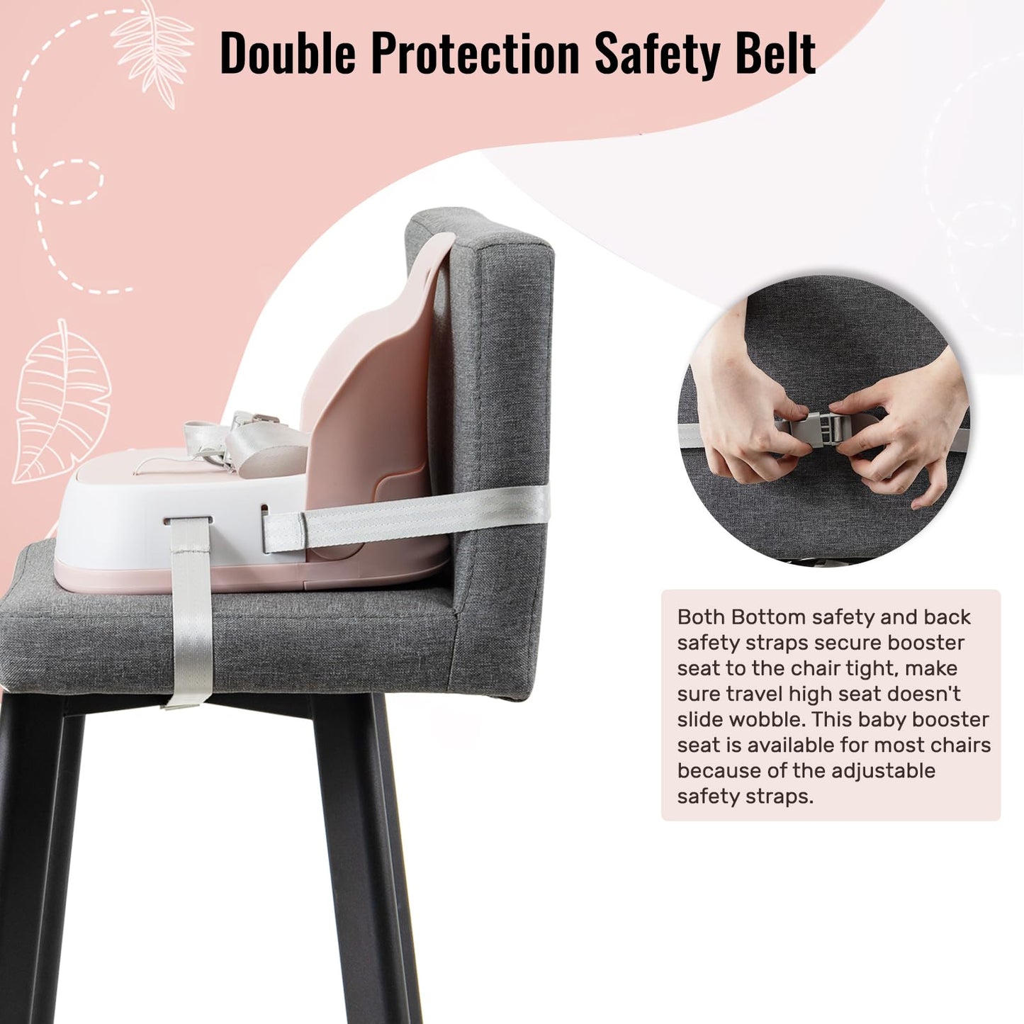 Ubravoo Baby Booster Seats, Toddler Booster Seat For Dining Table With Adjustable Straps, Portable Compact Portable Baby Chair F